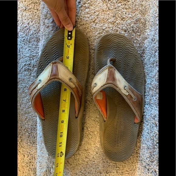Sperry Brown Leather Flip Flops Sandals Top Sliders Size 12 - Picture 8 of 8